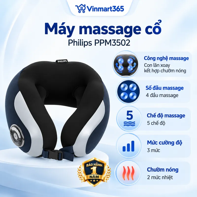 Thông tin sản phẩm máy massage cổ vai gáy Philips PPM3502 cao cấp