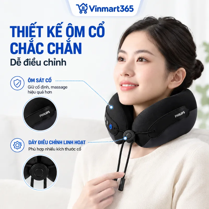 Thiết kế ôm cổ chắc chắn, dễ điều chỉnh