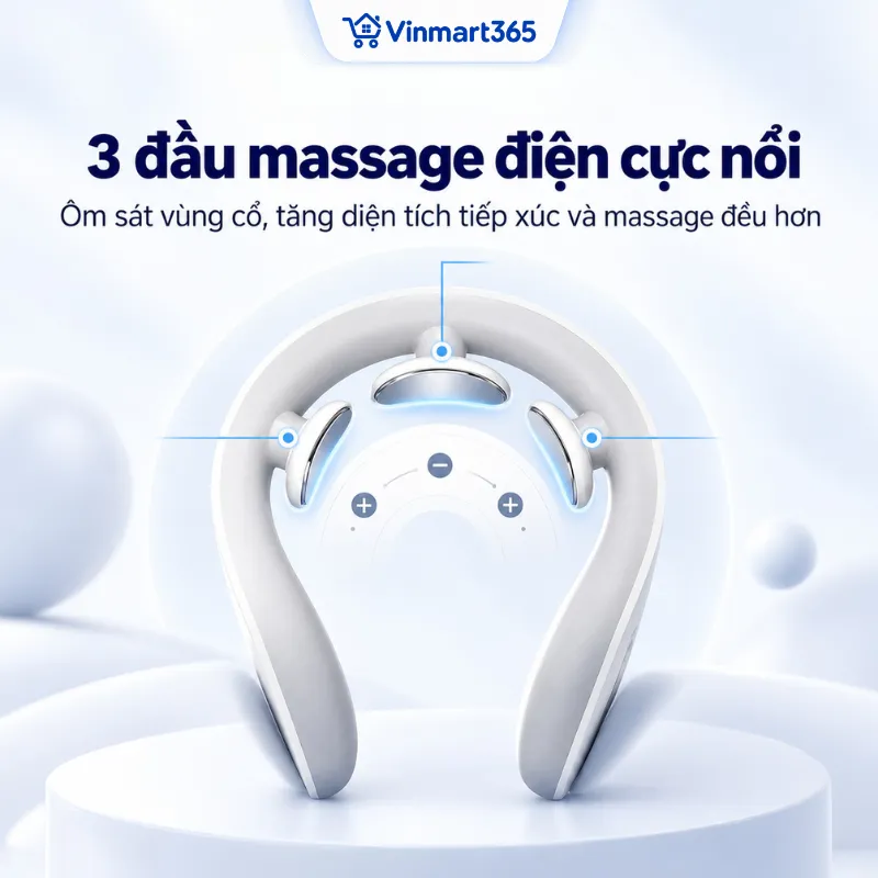 3 đầu massage điện cực nổi, ôm sát vùng cổ