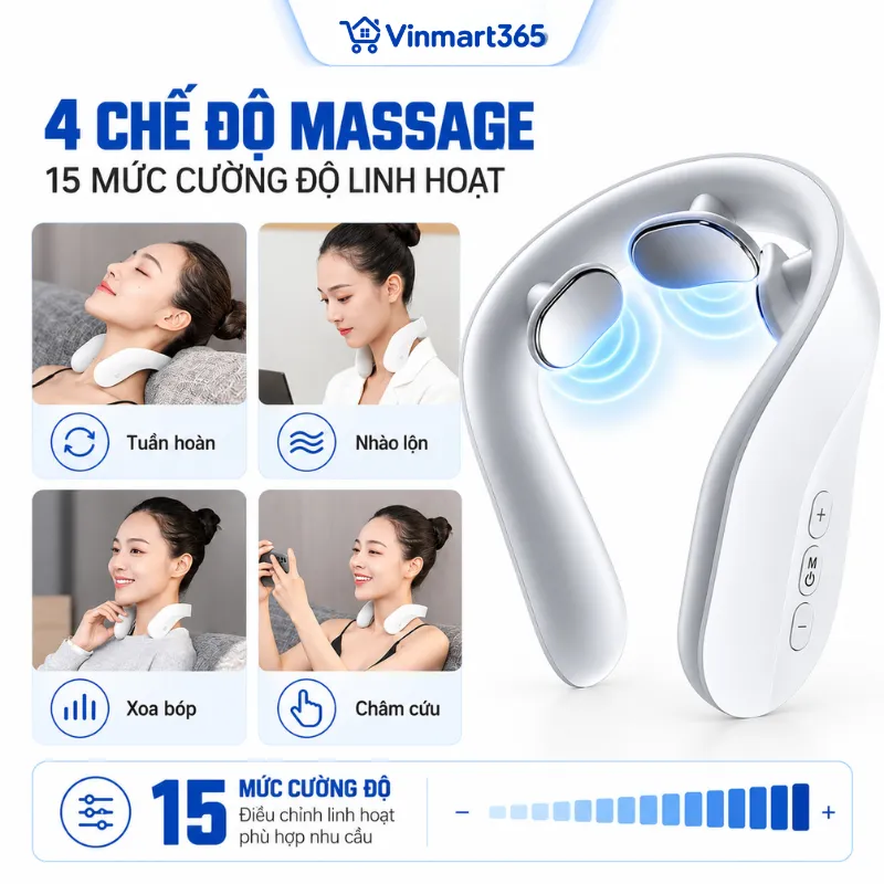 4 chế độ massage, 15 mức cường độ linh hoạt