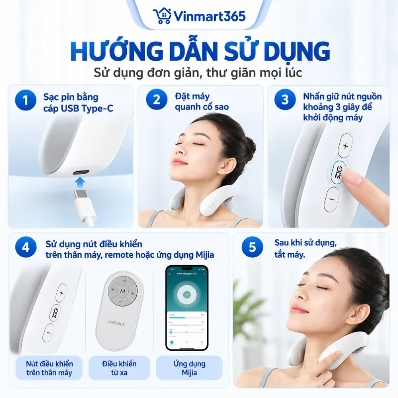 Hướng dẫn sử dụng máy massage cổ Xiaomi Jeeback G20 xung điện