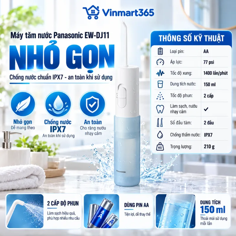 Bảng thông số kỹ thuật máy tăm nước Panasonic EW-DJ11