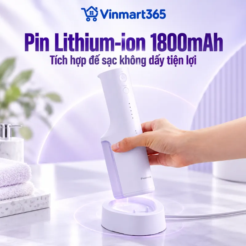 Pin Lithium-ion 1800mAh, tích hợp đế sạc không dây tiện lợi