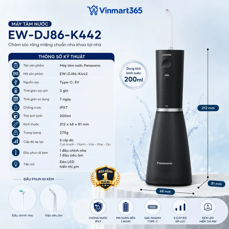 Thông tin sản phẩm máy tăm nước Panasonic EW-DJ86