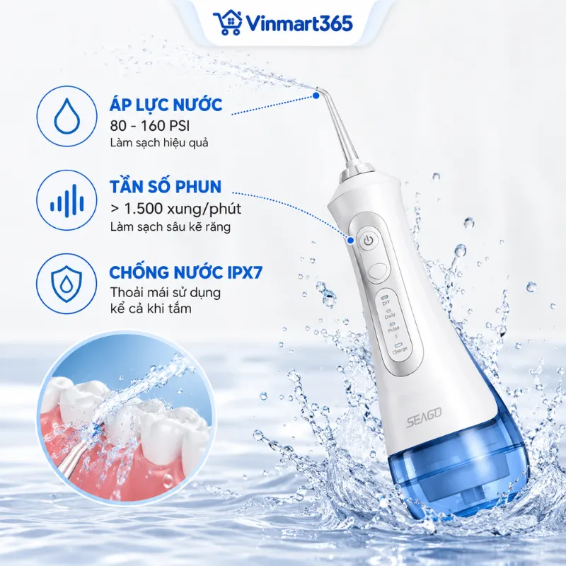 Áp lực nước 80-160 PSI, hỗ trợ làm sạch sâu