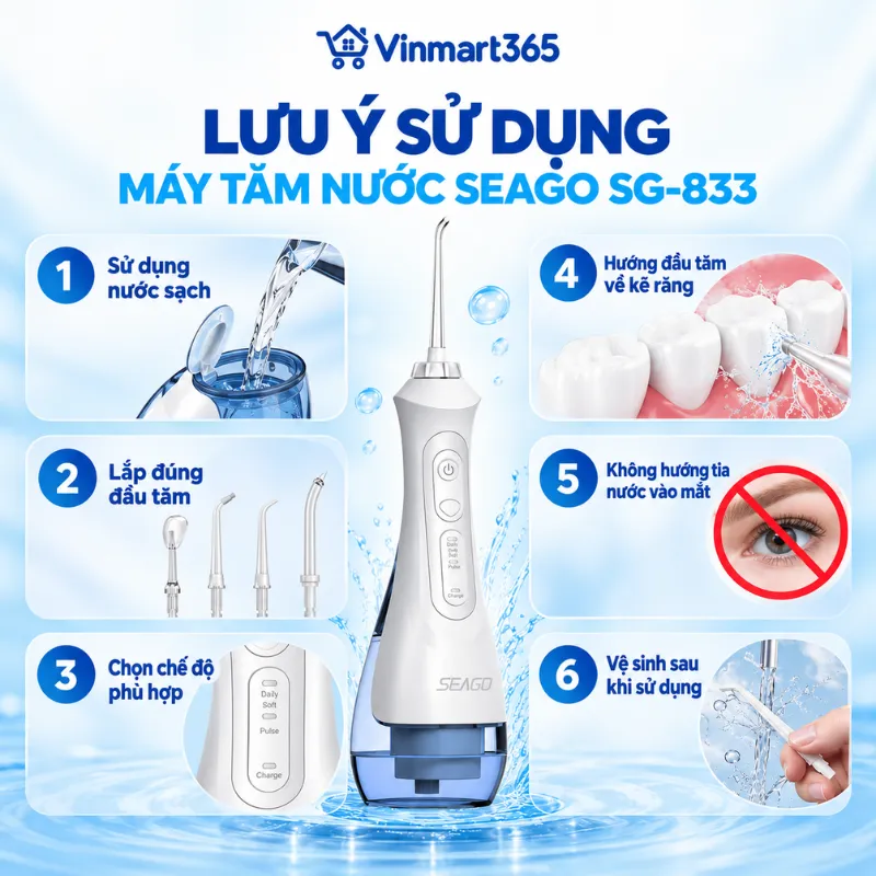 Lưu ý khi sử dụng máy tăm nước SEAGO SG-833