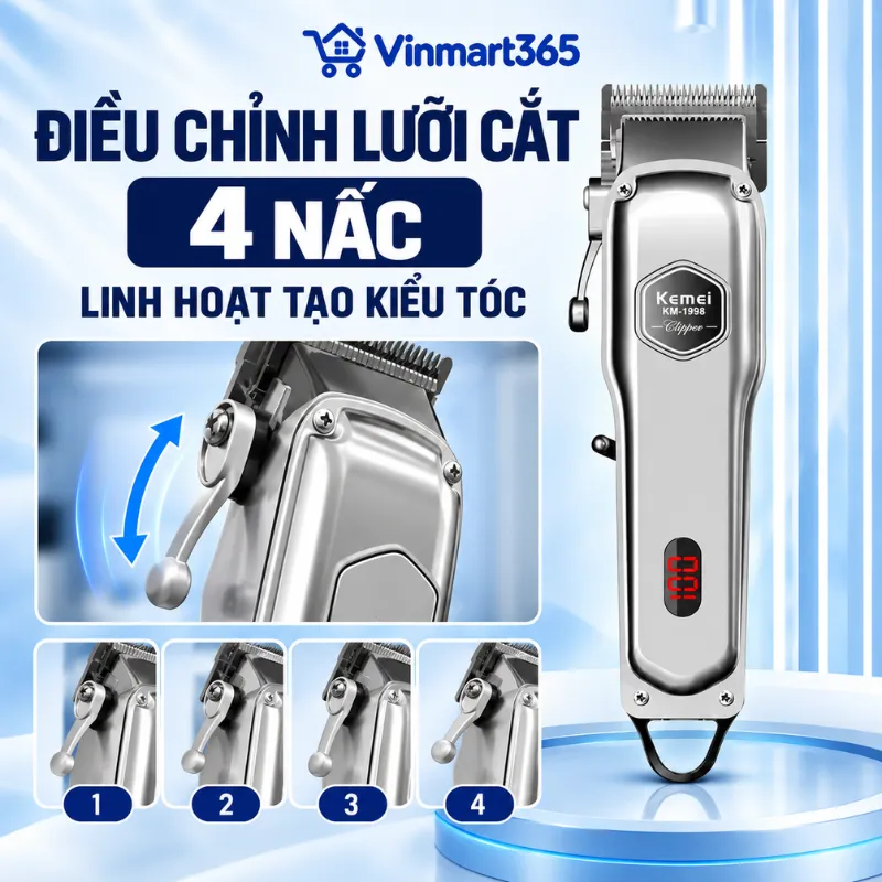 Điều chỉnh lưỡi cắt 4 nấc, linh hoạt tạo kiểu tóc