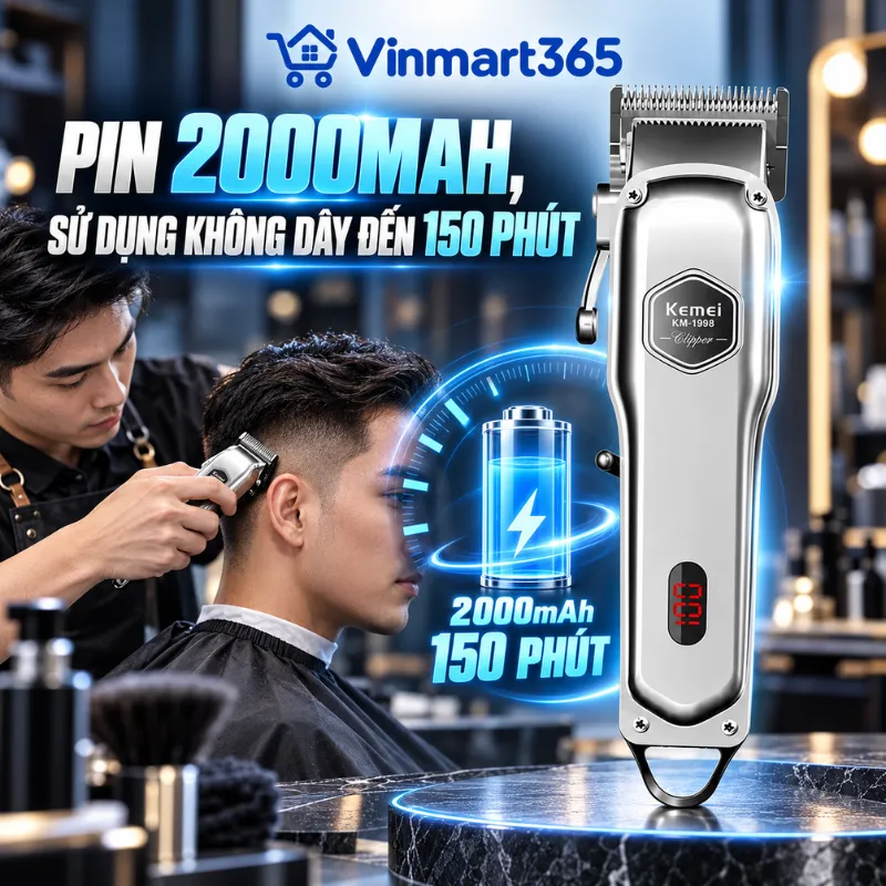 Pin 2000mAh, sử dụng không dây đến 150 phút