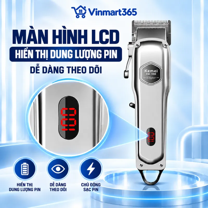 Màn hình LCD hiển thị dung lượng pin, dễ dàng theo dõi