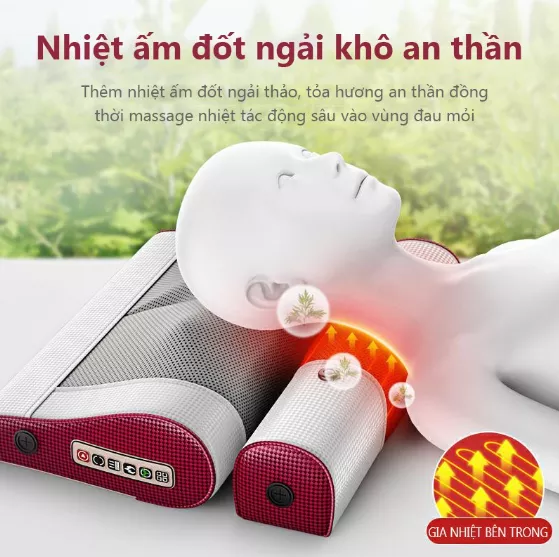 Gối massage hồng ngoại Okato mát xa cổ vai gáy lưng mới nhất 2022