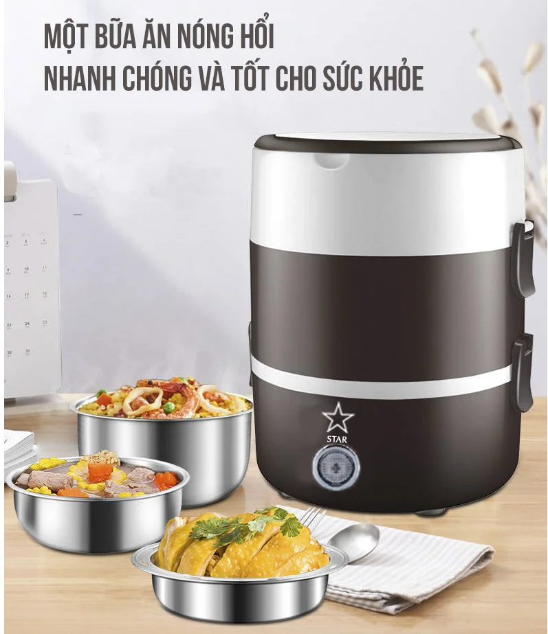 Hộp Cơm Giữ Nhiệt 3 Tầng Cắm Điện