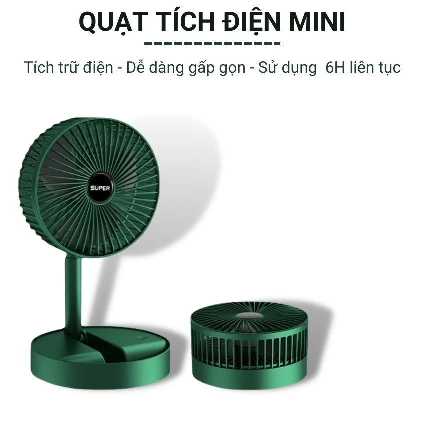 Quạt Mini Tích Điện Gấp Gọn Nhật Bản