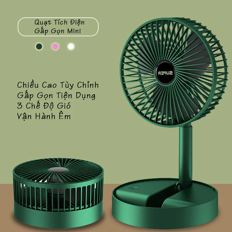 Quạt Mini Tích Điện Gấp Gọn