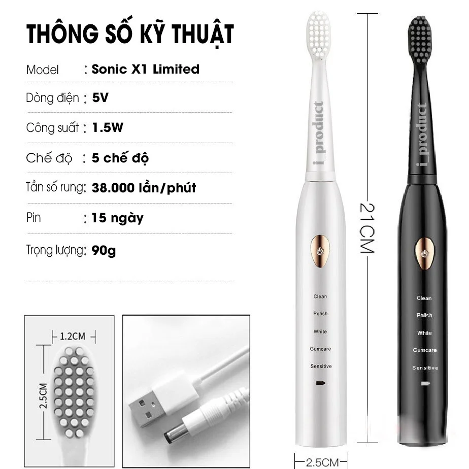 Bàn Chải Đánh Răng Điện Hachico Sonic X1
