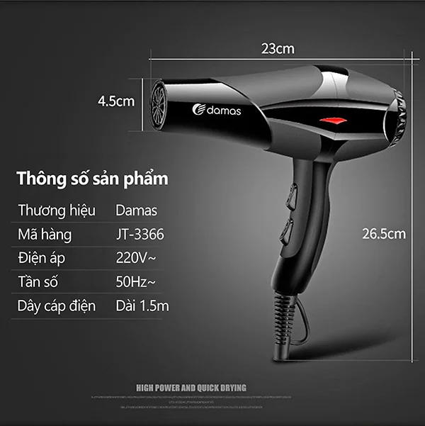 Máy Sấy Tóc Damas JT-3366 Nhật Bản