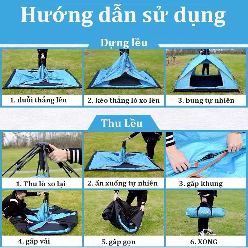 Lều Cắm Trại Tự Bung 3 Cửa Sổ Cao Cấp