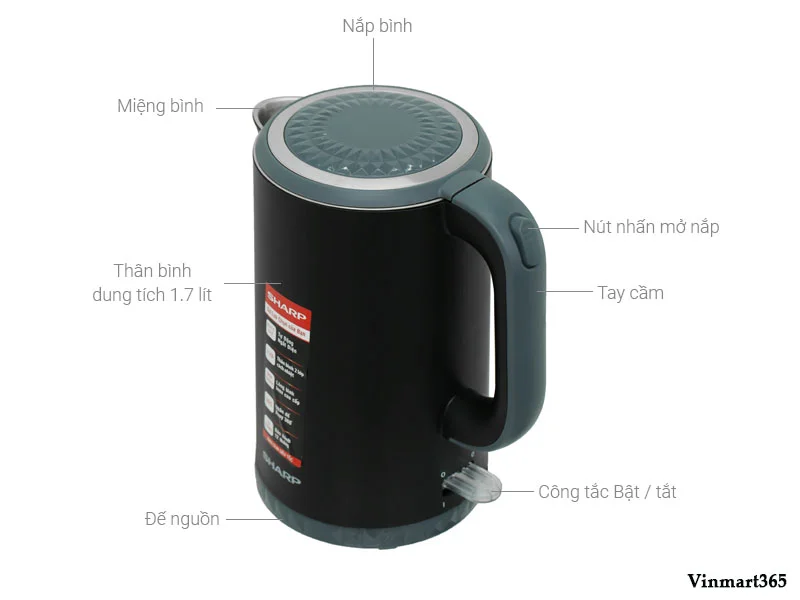 Bình Đun Siêu Tốc Sharp Chính Hãng Nhật Bản