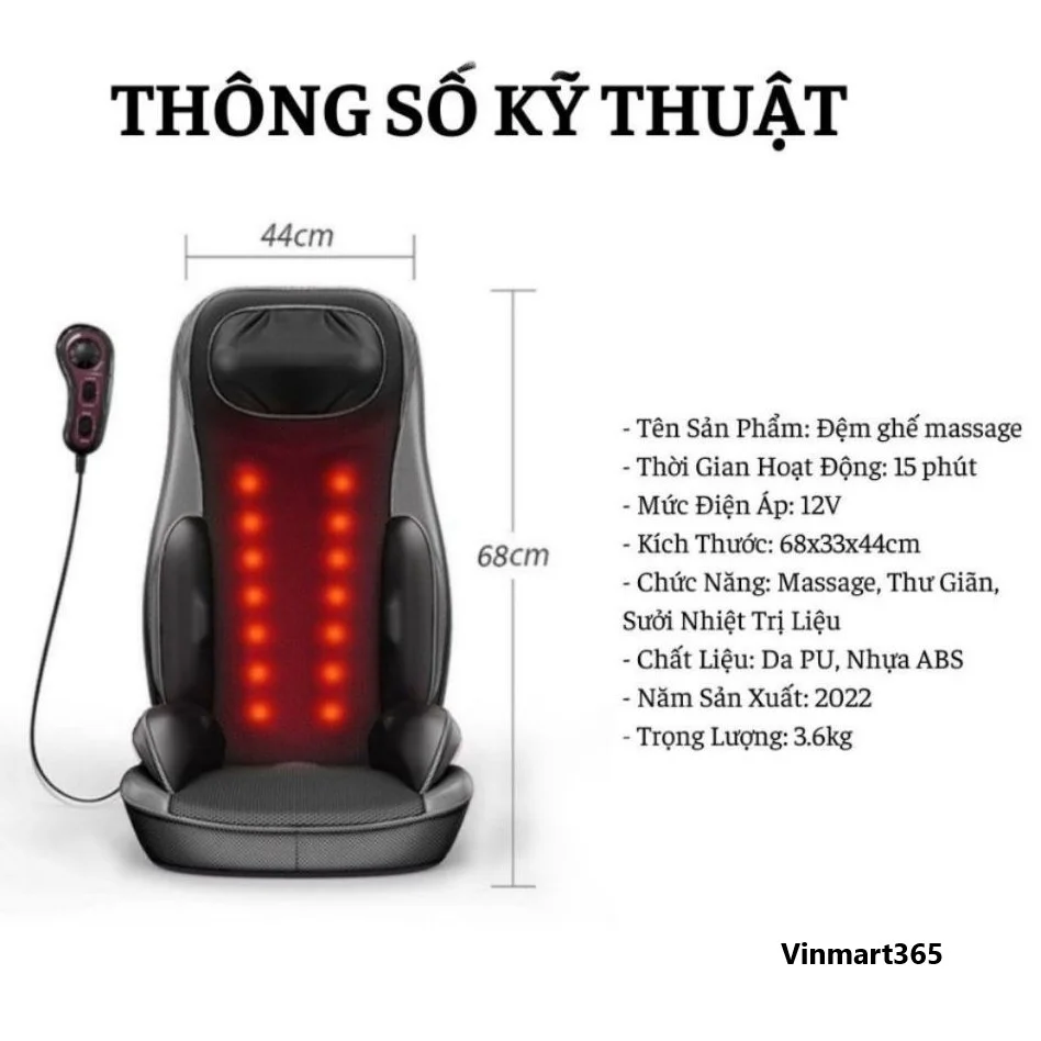 Đệm ghế massage lưng cổ KingTech KC-700