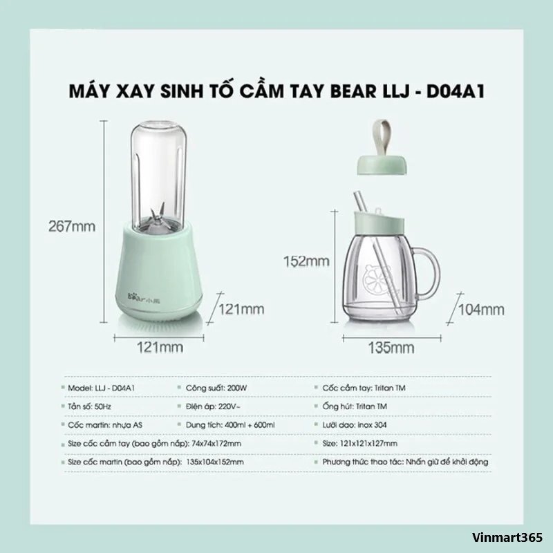 Máy xay sinh tố cầm tay Bear LLJ-D04A1