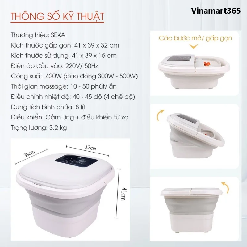 Bồn ngâm chân Massage hồng ngoại SEKA