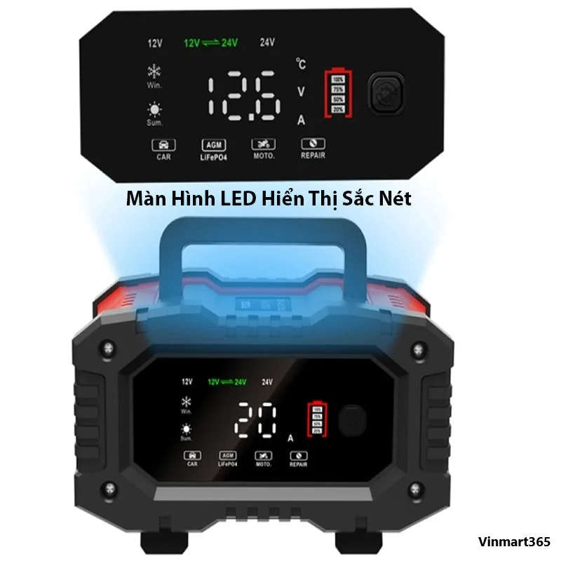 Sạc ắc quy Foxsur 12V-24V 300Ah