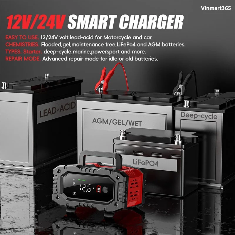 Sạc ắc quy Foxsur 12V-24V 300Ah
