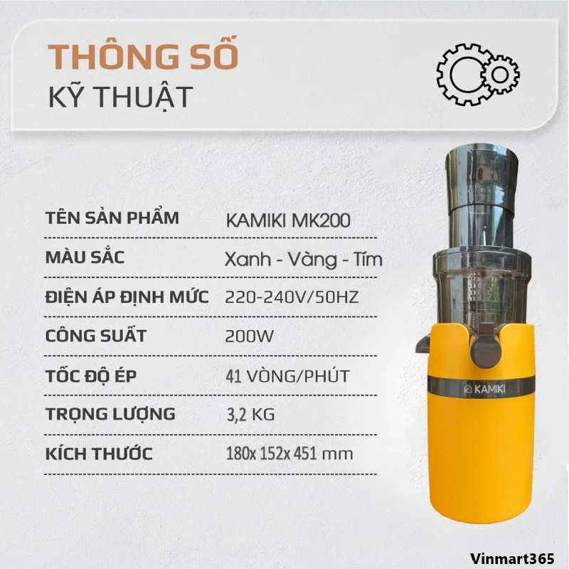 Máy ép chậm trái cây Kamiki