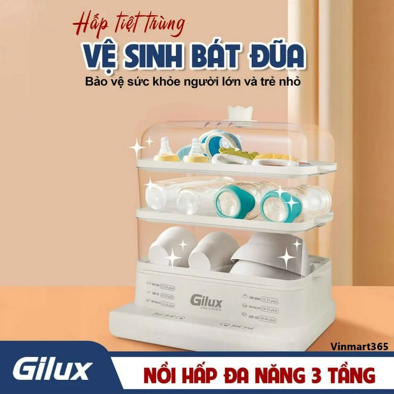Nồi hấp điện 3 tầng Gilux 24L