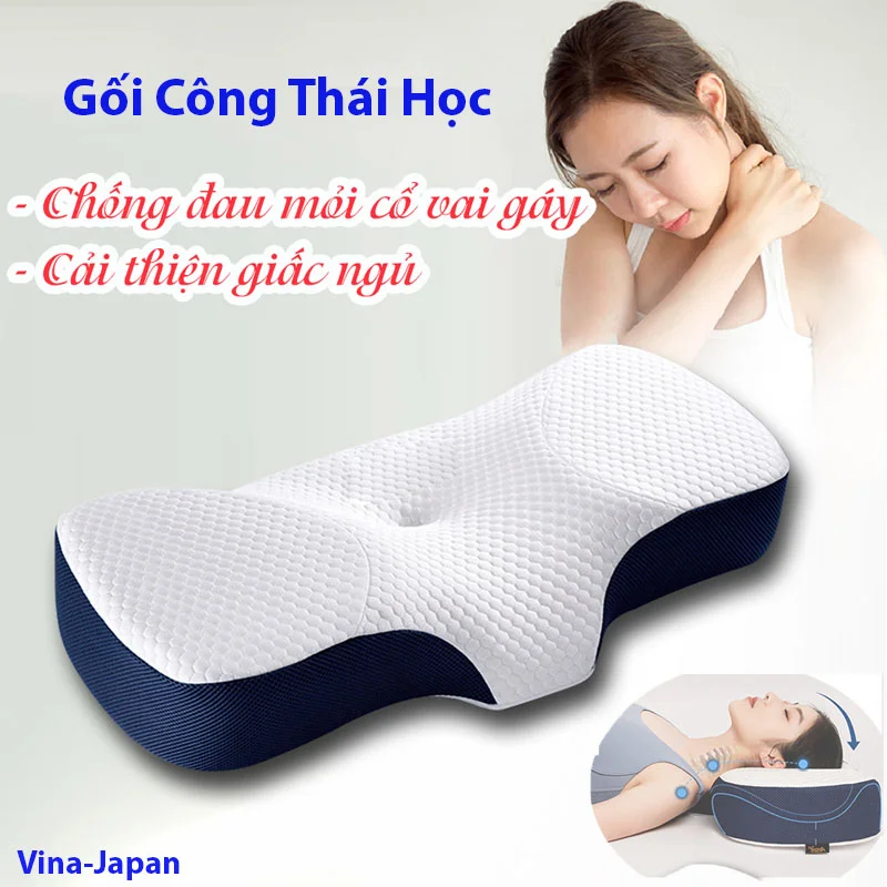 Gối Công Thái Học Cao Su Non Nhật Bản Cao Cấp -