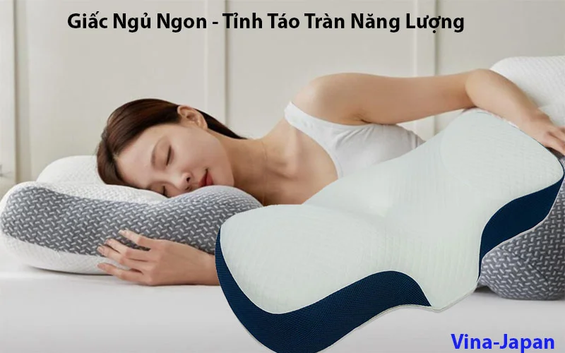 Gối Công Thái Học Cao Su Non Nhật Bản Cao Cấp -