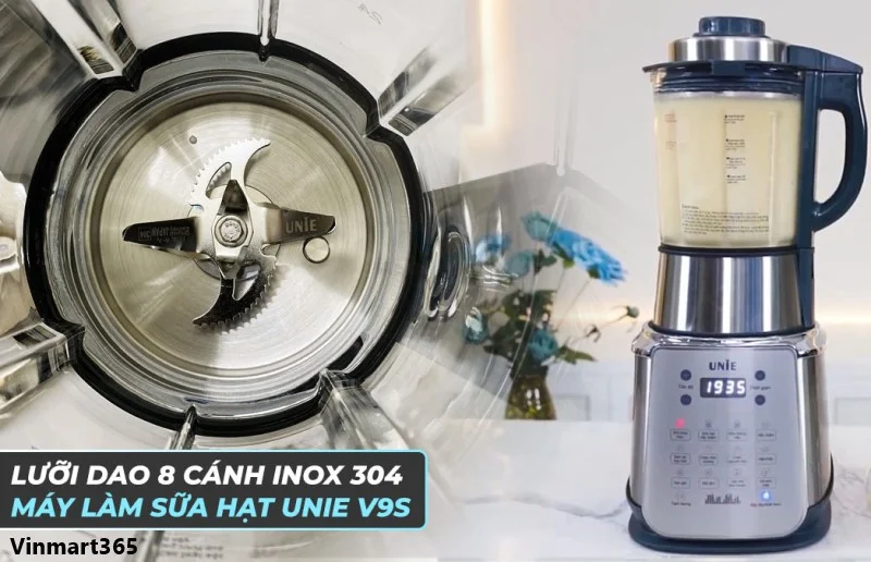 Máy làm sữa hạt Unie V9S có cối thuỷ tinh Borosilicate