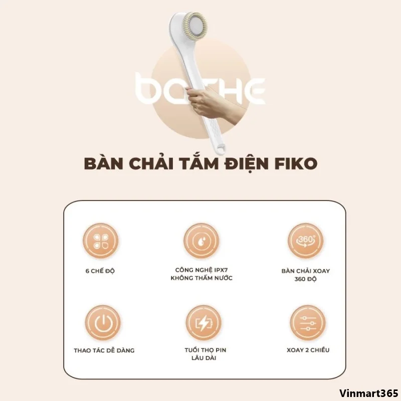 Bàn chải tắm điện Fiko cao cấp
