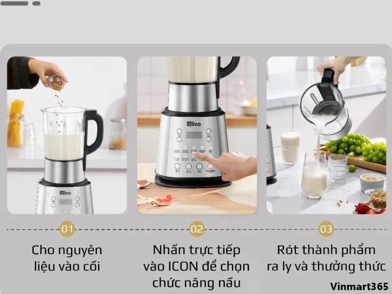Chọn chế độ và bắt đầu Máy xay sữa hạt Olivo X20