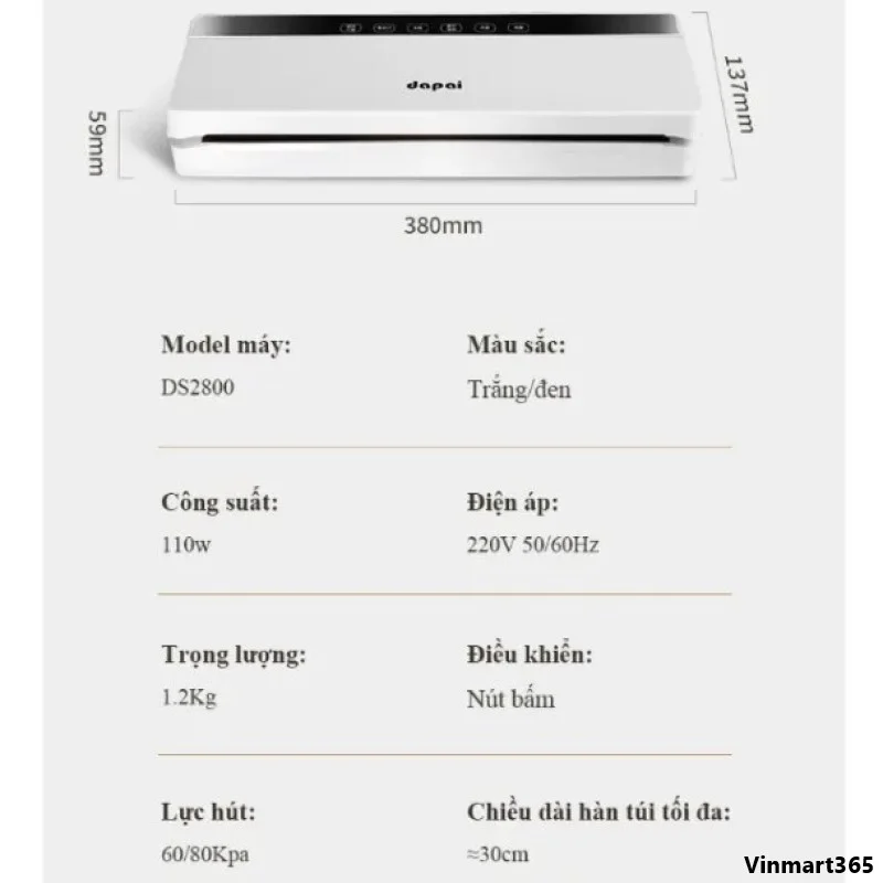 Máy hút chân không Dapai DS2800 cao cấp