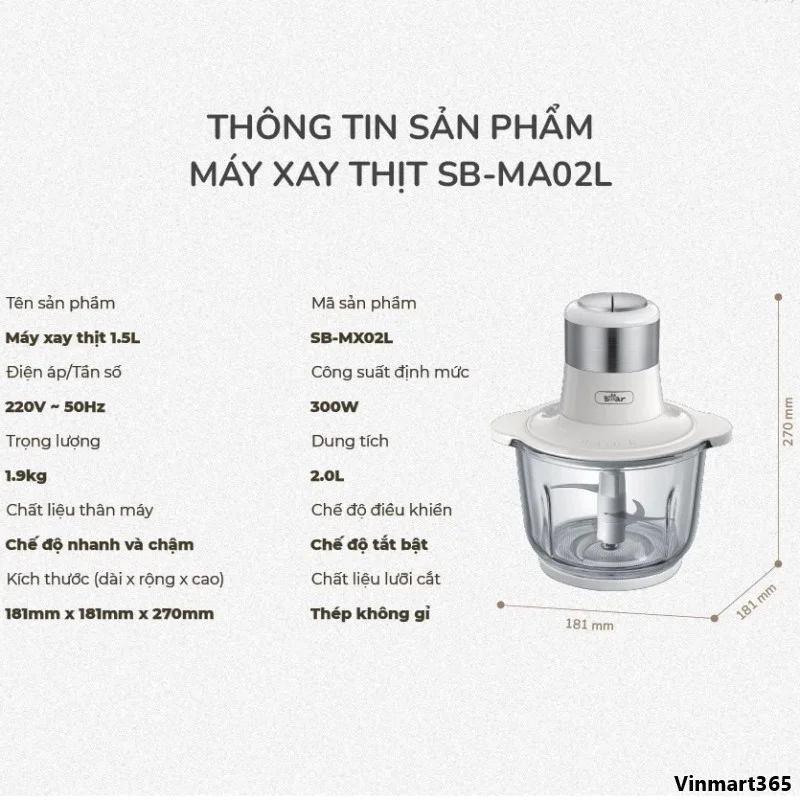 Máy xay thịt Bear QSJ-C03A1 cao cấp