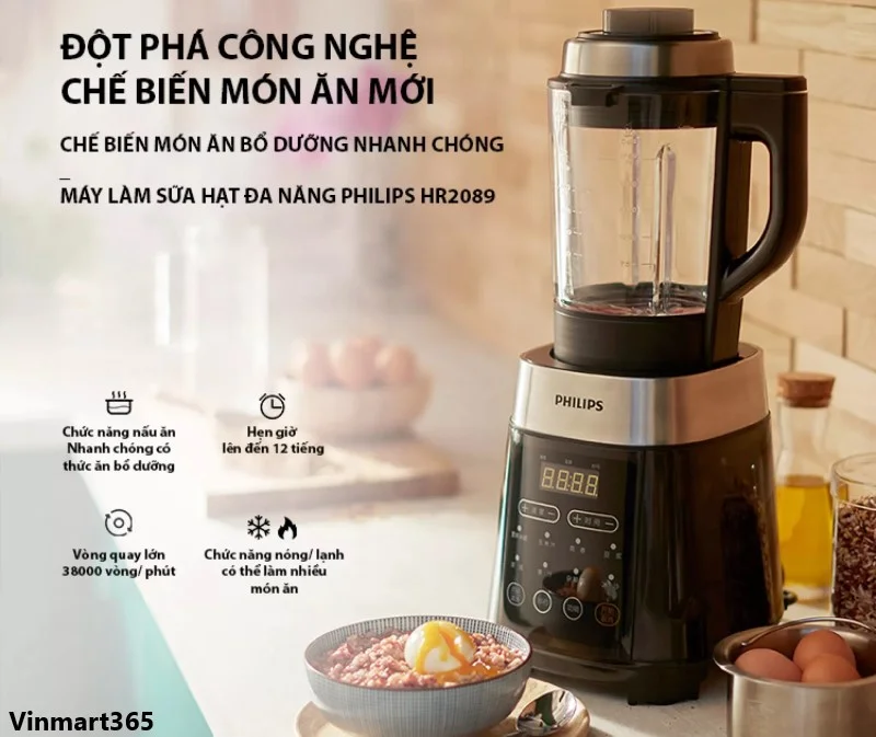 Máy làm sữa hạt Philips HR2089 đa năng