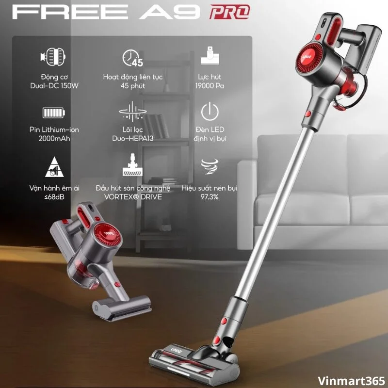 Máy hút bụi UNIQ Free A9 Pro cầm tay không dây