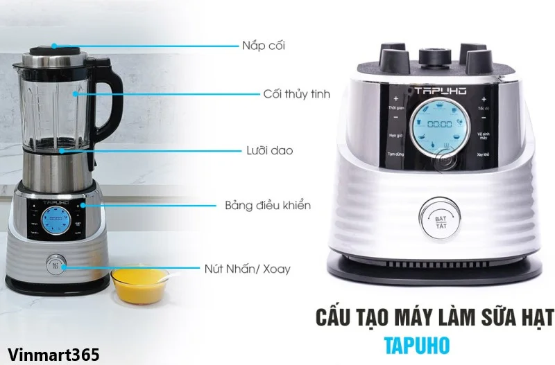 Máy làm sữa hạt Tapuho có thiết kế hiện đại, chất liệu cao cấp