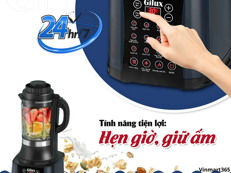 chức năng hẹn giờ máy làm sữa hạt đa năng Gilux GLX99
