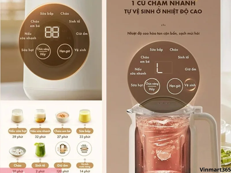 Hẹn giờ trên máy xay sữa hạt Bear