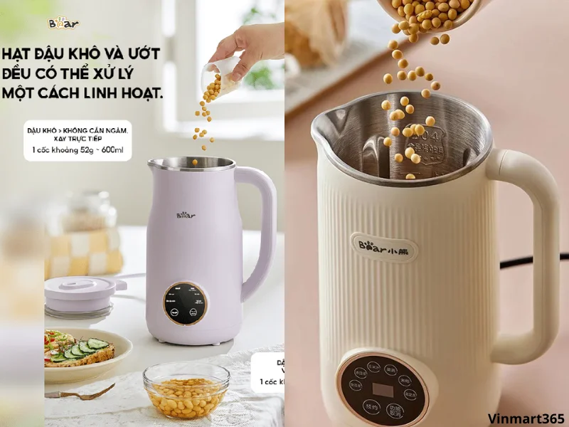 Thiết kế và dung tích máy làm sữa hạt Bear SB-SH06D và SB-SH06C