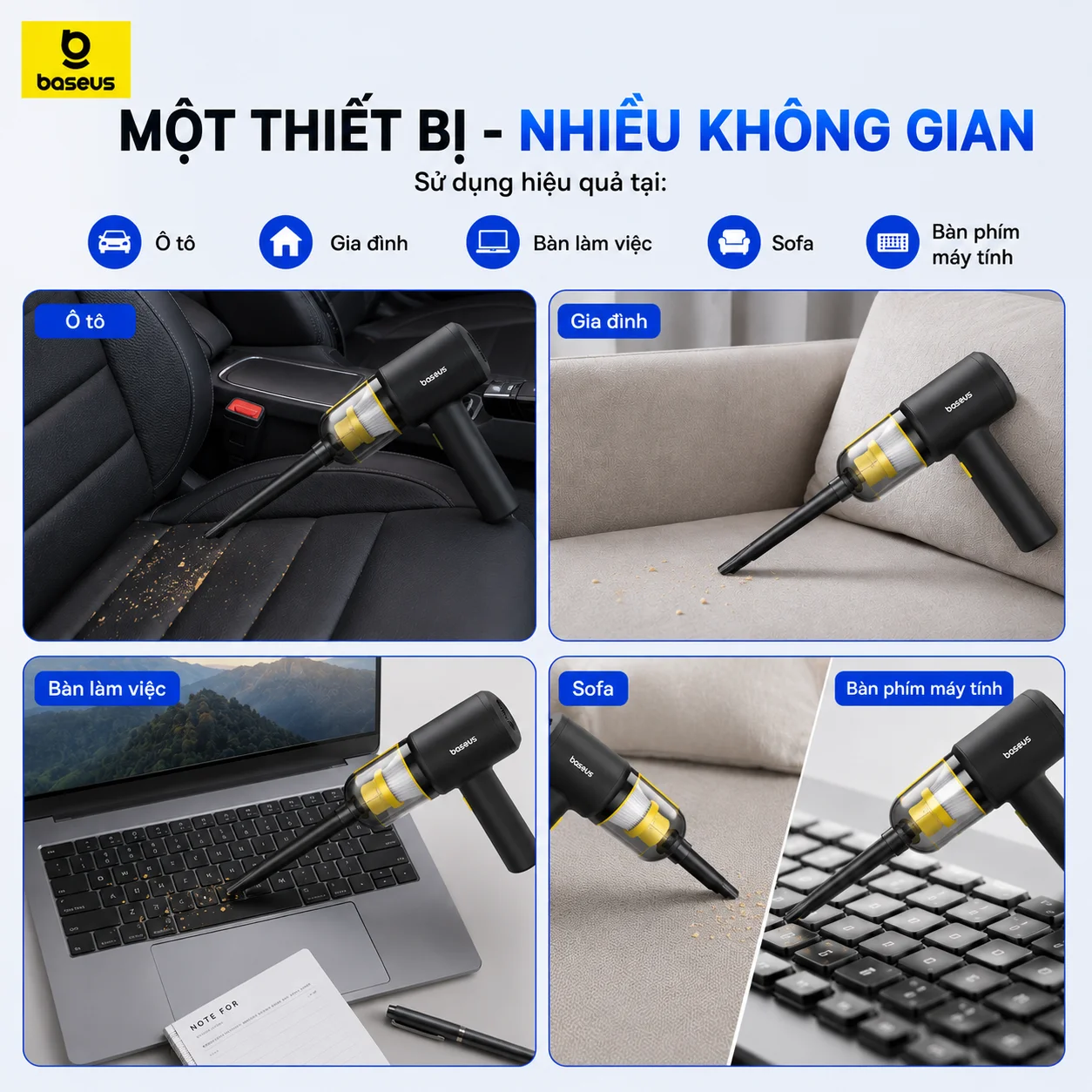 Hướng dẫn sử dụng máy hút bụi không dây Baseus AT