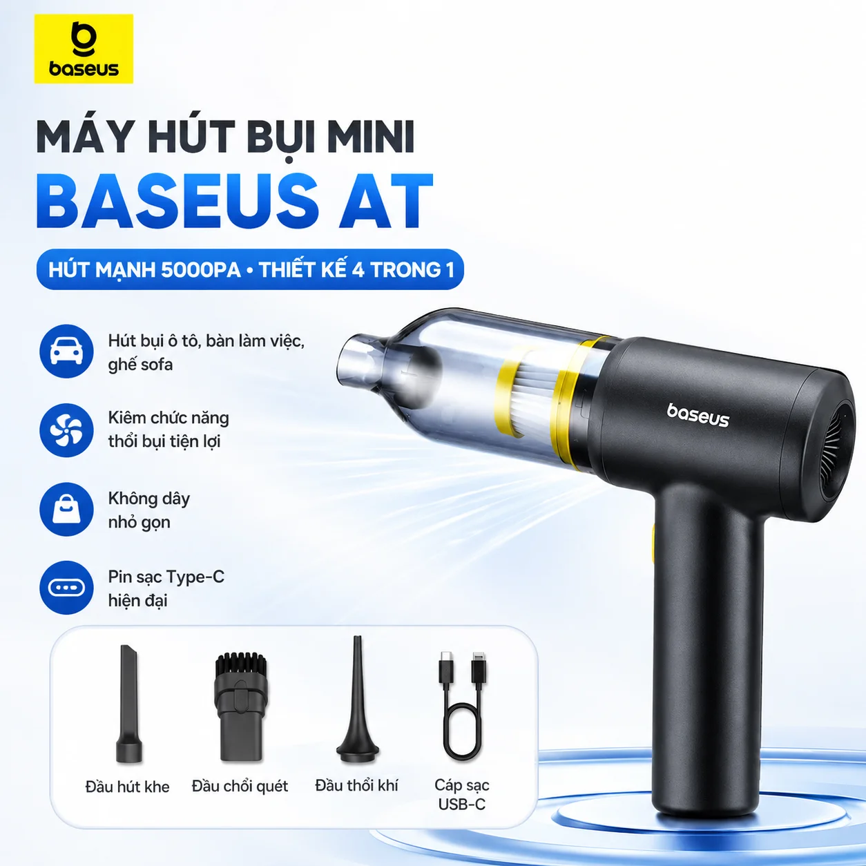 Máy Hút Bụi Không Dây Baseus AT Đa Năng