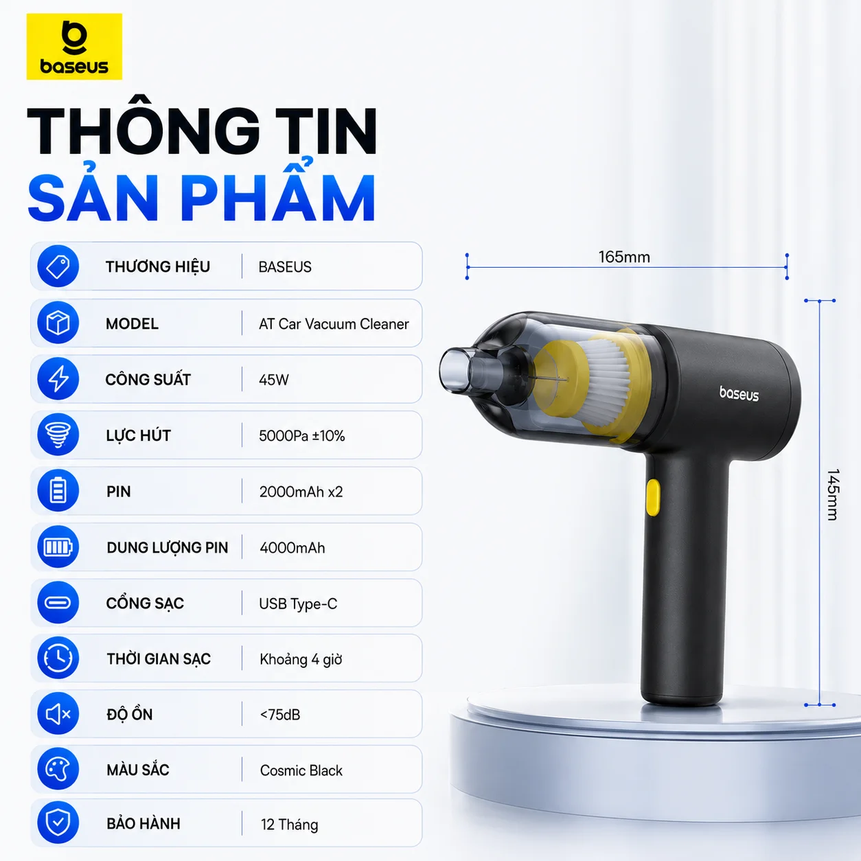 Máy Hút Bụi Không Dây Baseus AT Đa Năng