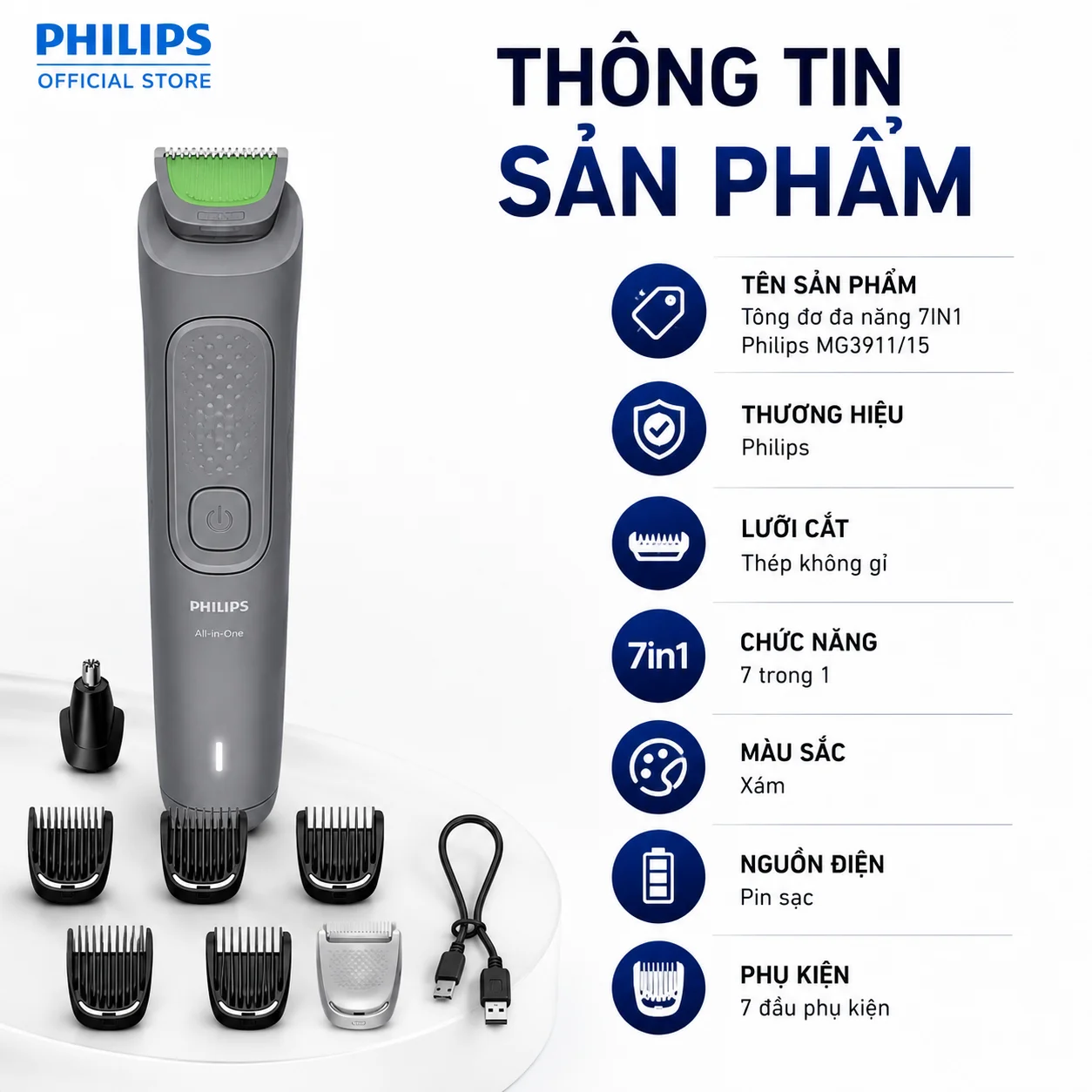 Tông Đơ Đa Năng 7in1Philips MG3911/15