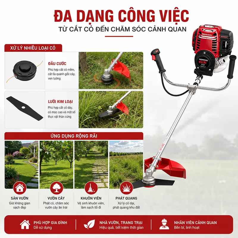 Đa dạng công việc từ cắt cỏ đến chăm sóc cảnh quan