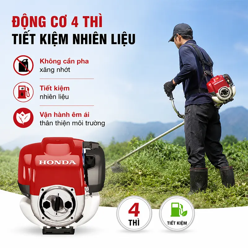 Động cơ 4 thì tiết kiệm nhiên liệu, không cần pha xăng nhớt
