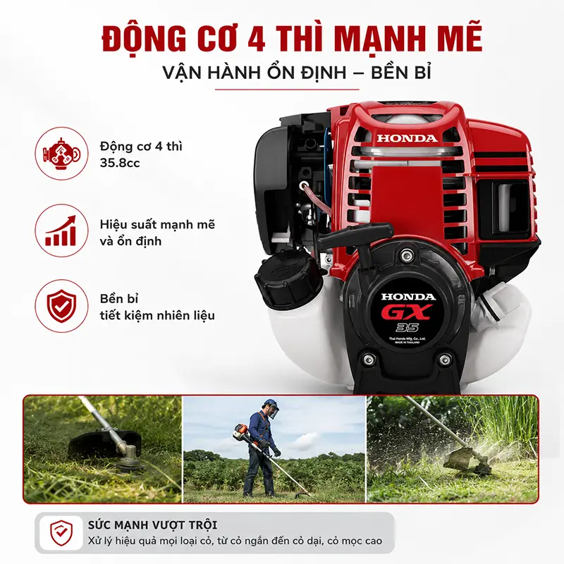 Động cơ 4 thì mạnh mẽ, vận hành ổn định trong nhiều điều kiện