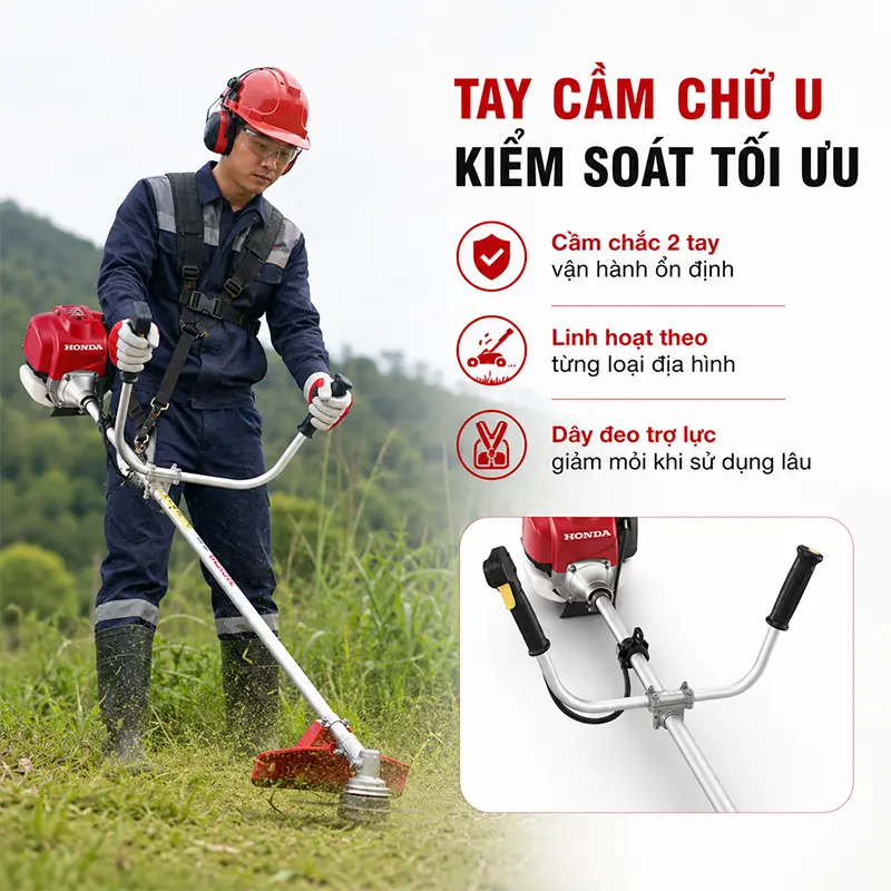 Tay cầm chữ U chắc chắn, tăng khả năng kiểm soát máy