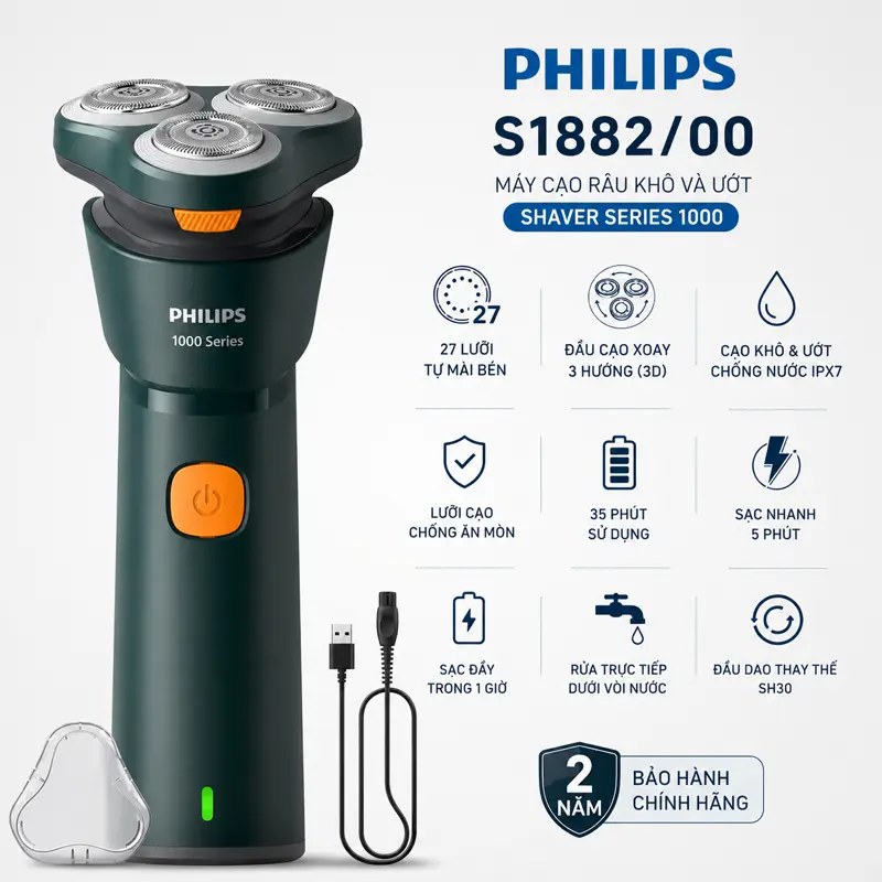 Thông tin sản phẩm máy cạo râu khô và ướt Philips S1882/00